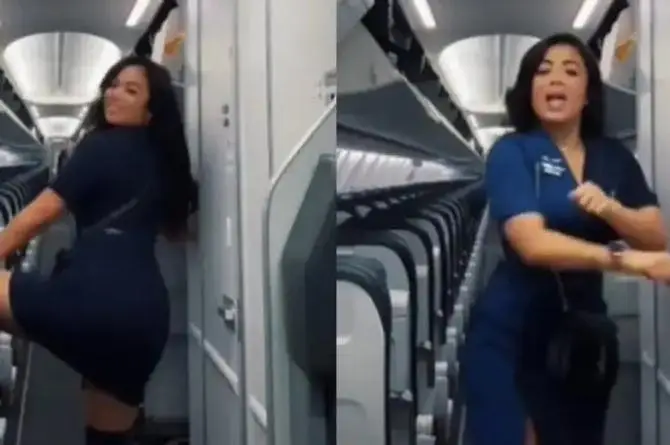 Corren a aeromoza por grabarse con baile provocativo en el avión (+video)