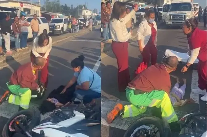 ¡Sorpresa! Gobernadora auxilia a madre e hija tras accidente vial en Veracruz (+video)