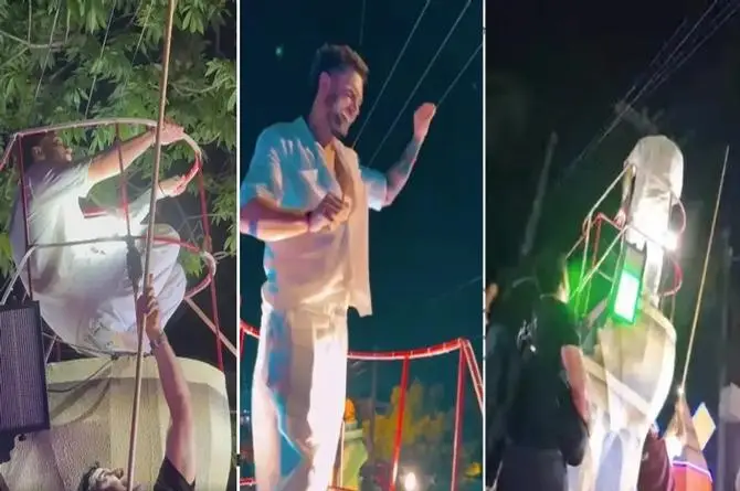 Nicola Porcella casi se chamusca en el Carnaval de Medellín, Veracruz (+video)