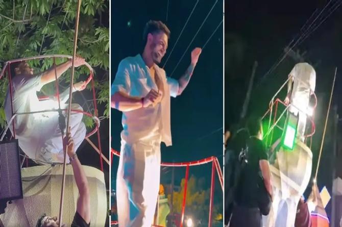 Nicola Porcella casi se chamusca en el Carnaval de Medellín, Veracruz (+video)