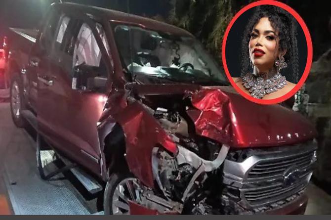 Paolita Suárez sufre aparatoso accidente automovilístico; reportan daños totales en su camioneta