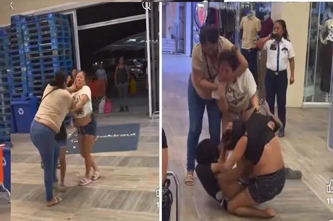 ¡Tremenda desgreñada que se dieron  en centro comercial!