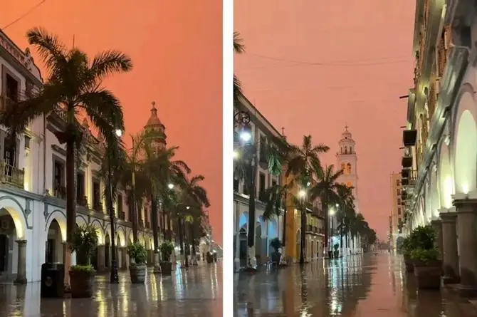 ¡Ay wey! El cielo de Veracruz se tiñó de rojo ¿Será un mal presagio?