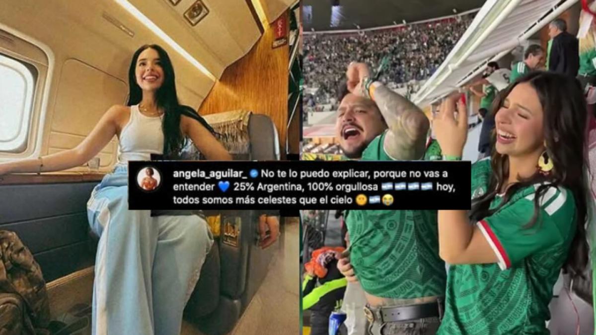Despues de haber dicho que era 25% Argentina, Angela Aguilar es captada con la playera de la selección y le llueven criticas