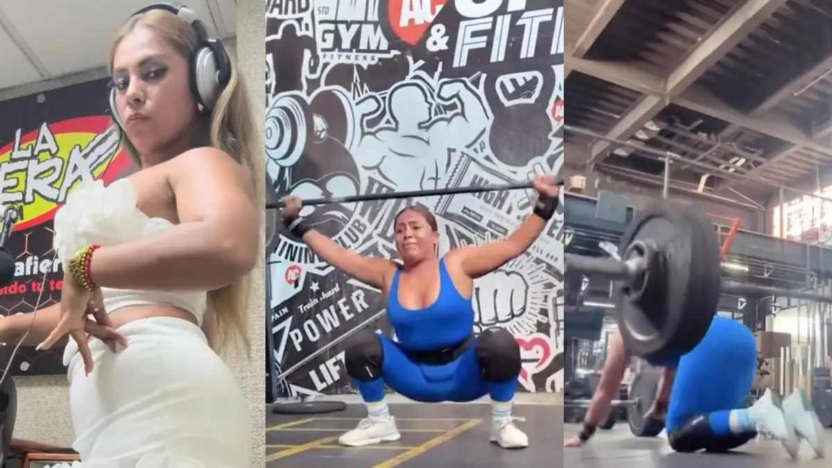 Cecy Rodríguez casi a punto de ser aplastada por una pesa en el gimnasio